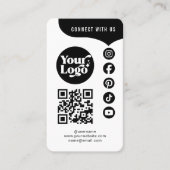 Wit Zwart Verbind Met Ons QR Code 5 Social Media Visitekaartje (Voorkant)