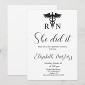 Wit Zwart Verpleegkundig Afstudeerfeest Kaart (Voorkant / Achterkant)