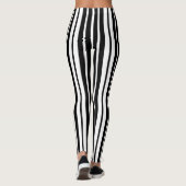 Wit Zwart Verticaal Streepjespatroonontwerp Leggings (Achterkant)