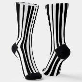 Wit Zwart Verticaal Streepjespatroonontwerp Sokken (Gebogen)