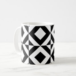 Wit Zwart Vierkant Rechthoek Art Deco Patroon Koffiemok