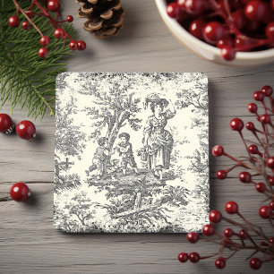 Wit zwart vintage Toile de Jouy-motief voor kinder Stenen Onderzetter