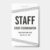 Wit Zwart VIP All Access Pas Personeel Badge (Achterkant)