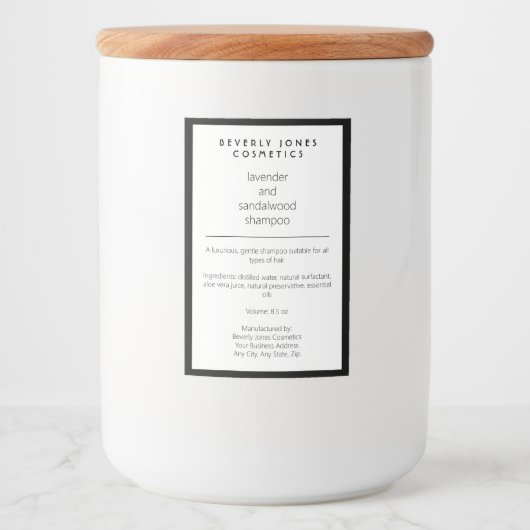 Wit zwart waterdicht shampoo flesetiket voedselcontainer etiket (Voorkant)