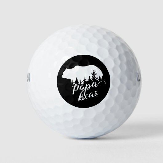 Wit & Zwart Woodland Illustratie Vader Beer Golfballen (Voorkant)