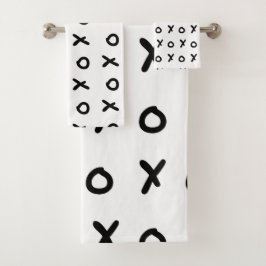 Wit & Zwart X O XO X&O's Trendy Cute Bad Handdoek