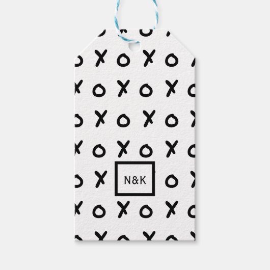 Wit & Zwart X O XO X&O's trendy cute Cadeaulabel (Voorkant)