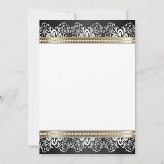 Wit, zwart, zilver en goud - repetitief diner kaart (Achterkant)