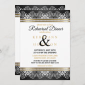 Wit, zwart, zilver en goud - repetitief diner kaart (Voorkant / Achterkant)