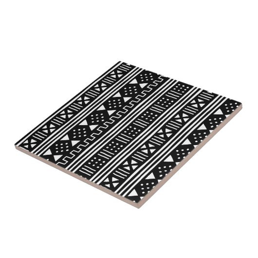 Wit | Zwarte Afrikaanse modderKleding verwisselbar Tegeltje (Zijkant)