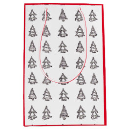 Wit & Zwarte Boom Cadeautas (Rode Zijkanten)