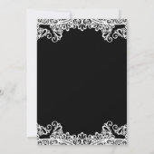 Wit & Zwarte Kant Elegante Chique Bruidsdouche Kaart (Achterkant)
