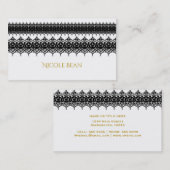 Wit & Zwarte Kant Kijken Elegant Trouwen Visitekaartje (Voorkant / Achterkant)