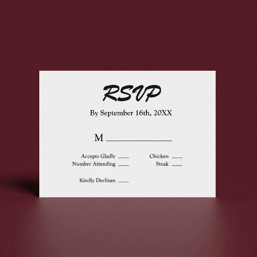 Wit/Zwarte RSVP Kaart
