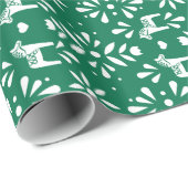 Wit Zweeds Dala Paard Groen Vakantie Geschenk Wrap Cadeaupapier (Rol Hoek)