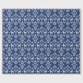 Wit Zweeds Dala Paard op Navy Blue Holiday Cadeaupapier (Vlak)