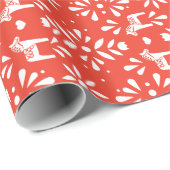 Wit Zweeds Dala Paard Rood Vakantie Geschenk Wrap Cadeaupapier (Rol Hoek)