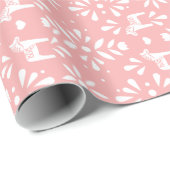 Wit Zweeds Dala Paard Roze Vakantie Geschenk Wrap Cadeaupapier (Rol Hoek)