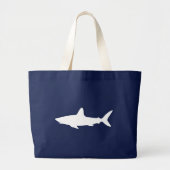 Wit Zwemhaai Silhouet Grote Tote Bag (Voorkant)