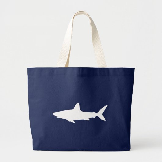 Wit Zwemhaai Silhouet Grote Tote Bag (Voorkant)