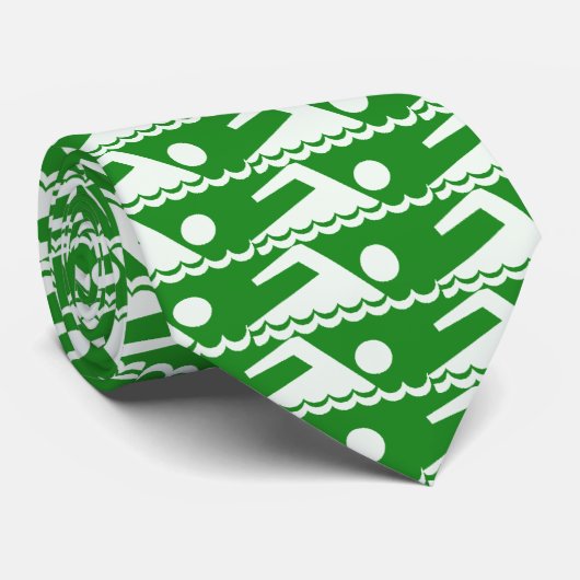 Wit zwemmen - GroenBkg Stropdas (Opgerold)