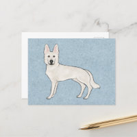 Wit Zwitsers Herder Wit GSD Cartoon Hond Blauw