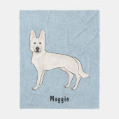 Wit Zwitsers Herder Wit GSD Cartoon Hond Blauw Fleece Deken (Voorkant)