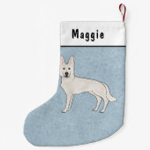 Wit Zwitsers Herder Wit GSD Cartoon Hond Blauw Kleine Kerstsok (Achterkant)