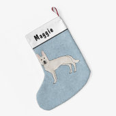Wit Zwitsers Herder Wit GSD Cartoon Hond Blauw Kleine Kerstsok (Achterkant (Hangend))