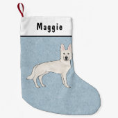 Wit Zwitsers Herder Wit GSD Cartoon Hond Blauw Kleine Kerstsok (Voorkant)