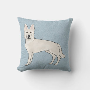 Wit Zwitsers Herder Wit GSD Cartoon Hond Blauw Kussen