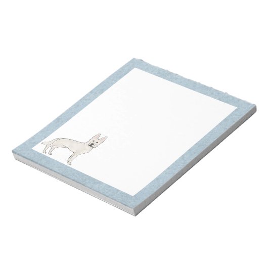 Wit Zwitsers Herder Wit GSD Cartoon Hond Blauw Notitieblok (Linkerzijde)