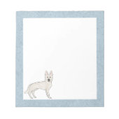 Wit Zwitsers Herder Wit GSD Cartoon Hond Blauw Notitieblok (Voorkant)