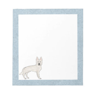 Wit Zwitsers Herder Wit GSD Cartoon Hond Blauw Notitieblok