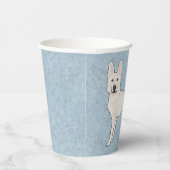 Wit Zwitsers Herder Wit GSD Cartoon Hond Blauw Papieren Bekers (Rechts)