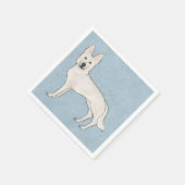 Wit Zwitsers Herder Wit GSD Cartoon Hond Blauw Servet (Hoek)