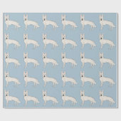 Wit Zwitsers Herder Wit GSD Hond Patroon Blauw Cadeaupapier (Vlak)