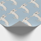 Wit Zwitsers Herder Wit GSD Hond Patroon Blauw Cadeaupapier (Hoek)