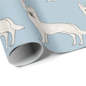 Wit Zwitsers Herder Wit GSD Hond Patroon Blauw Cadeaupapier (Rol Hoek)