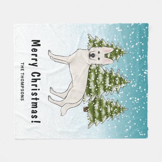 Wit Zwitsers Herder Wit GSD Hond Winterbos Fleece Deken (Voorkant (Horizontaal))