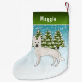 Wit Zwitsers Herder Wit GSD Hond Winterbos Kleine Kerstsok (Achterkant)