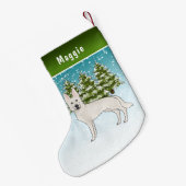 Wit Zwitsers Herder Wit GSD Hond Winterbos Kleine Kerstsok (Achterkant (Hangend))