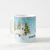 Wit Zwitsers Herder Wit GSD Hond Winterbos Koffiemok (Voorkant links)