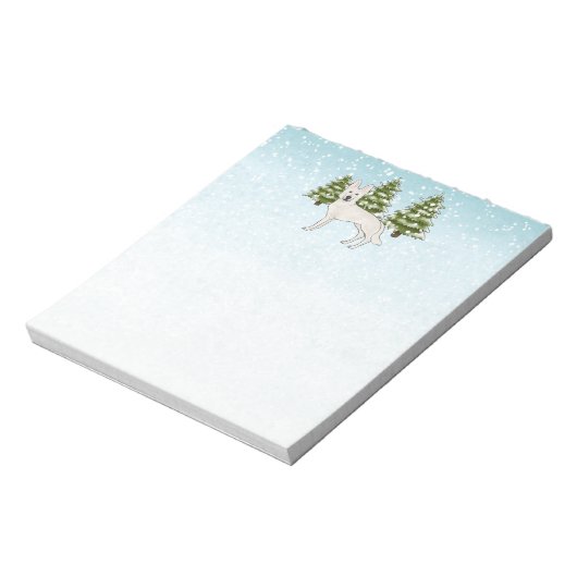 Wit Zwitsers Herder Wit GSD Hond Winterbos Notitieblok (Linkerzijde)
