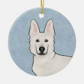 Wit Zwitsers Herder Wit GSD Schattige Hondenkop Bl Keramisch Ornament (Voorkant)