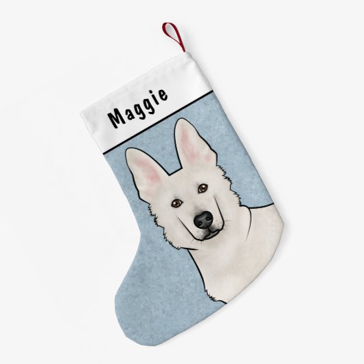 Wit Zwitsers Herder Wit GSD Schattige Hondenkop Bl Kleine Kerstsok (Achterkant (Hangend))