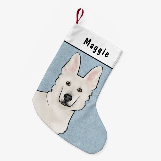 Wit Zwitsers Herder Wit GSD Schattige Hondenkop Bl Kleine Kerstsok (Voorkant (Hangend))