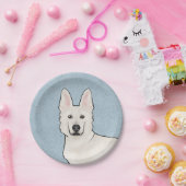 Wit Zwitsers Herder Wit GSD Schattige Hondenkop Bl Papieren Bordje (Feest)