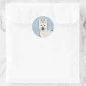 Wit Zwitsers Herder Wit GSD Schattige Hondenkop Bl Ronde Sticker (Tas)