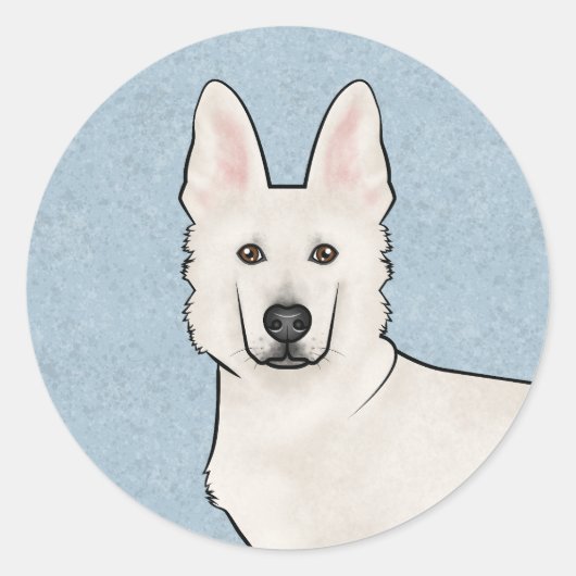 Wit Zwitsers Herder Wit GSD Schattige Hondenkop Bl Ronde Sticker (Voorkant)